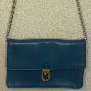 Marc Jacobs Blue Leather Crossbody w/ Gold Chain Hardware